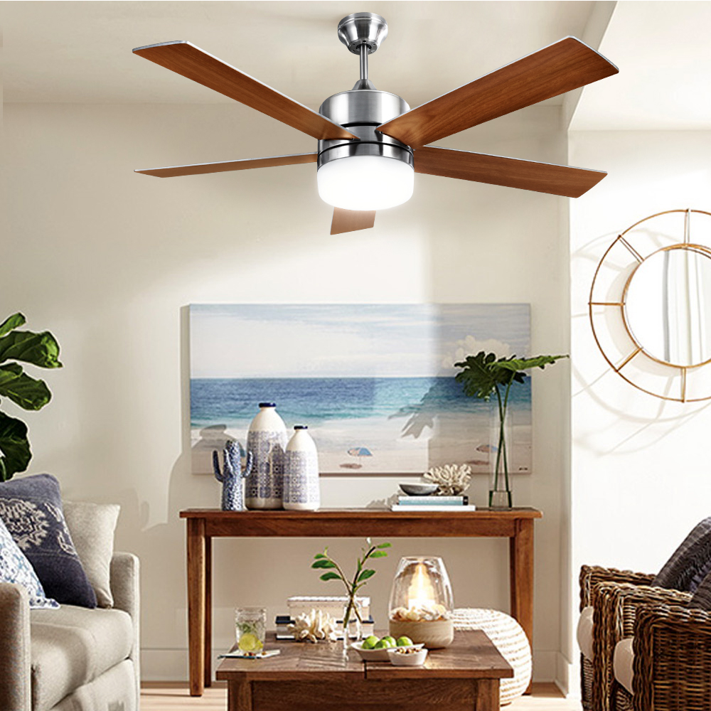 Ceiling Fan Huge 52 Inch Modern Polished Body with Wooden ...